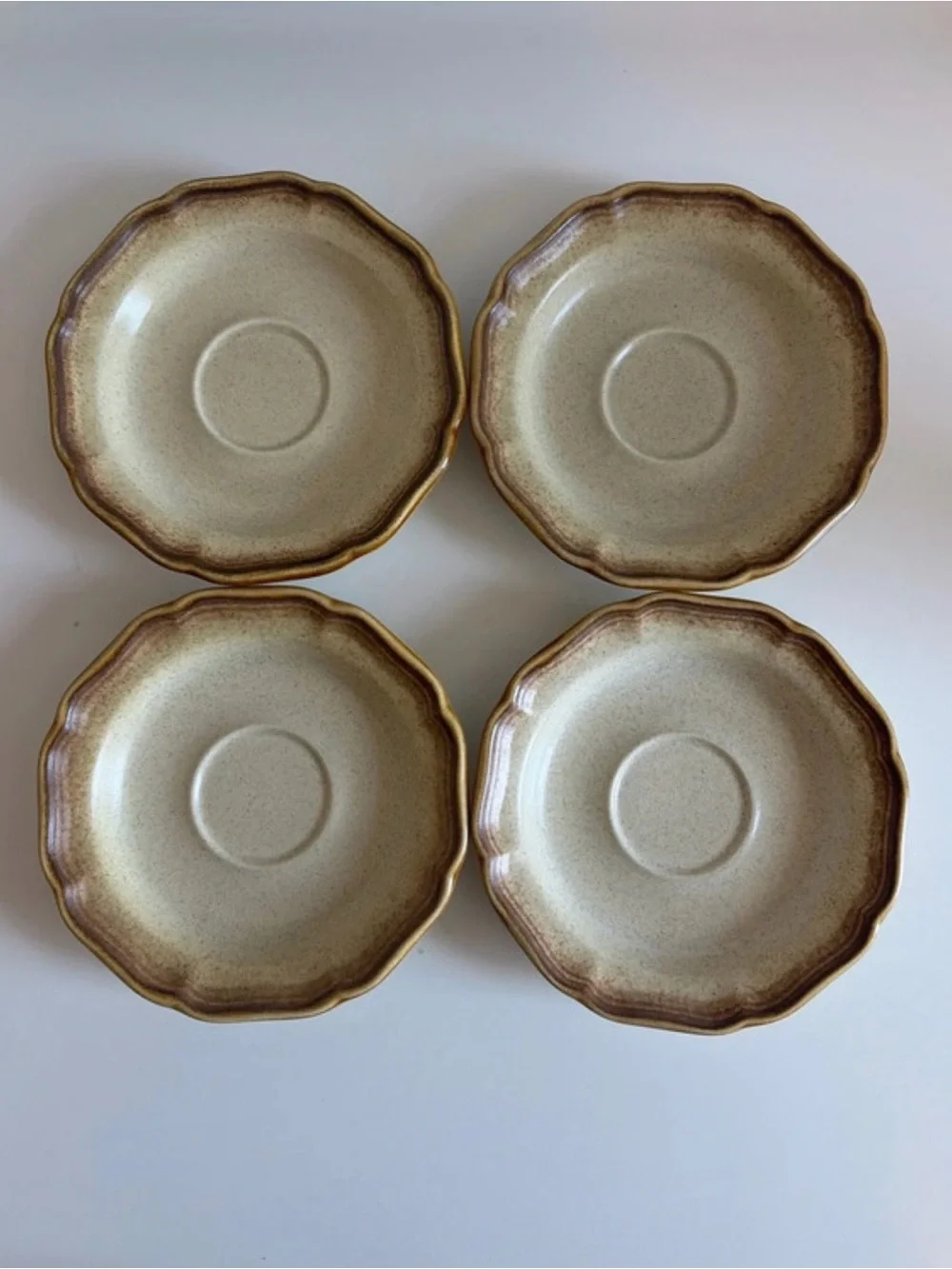 Beige Mikasa Whole Wheat plates Scalloped - Set of 4